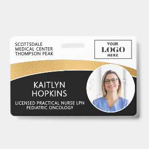 Modern Logo Photo ID Barcode Employee Name Badge