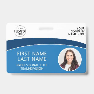Modern Logo Photo ID Barcode Employee Name Badge