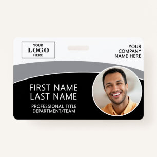 Modern Logo Photo ID Barcode Employee Name Badge ID Badge