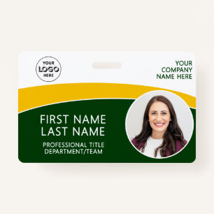 Modern Logo Photo ID Barcode Employee Name ID Badge