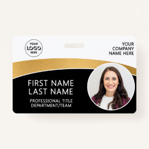 Modern Logo Photo ID Barcode Employee Name ID Badge