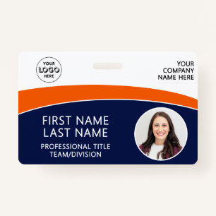 Modern Logo Photo ID Barcode Employee Name ID Badge