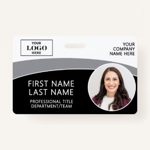 Modern Logo Photo ID Barcode Employee Name ID Badge