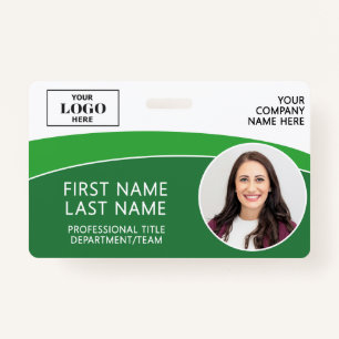 Modern Logo Photo ID Barcode Employee Name ID Badge