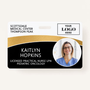 Modern Logo Photo ID Barcode Employee Name ID Badge