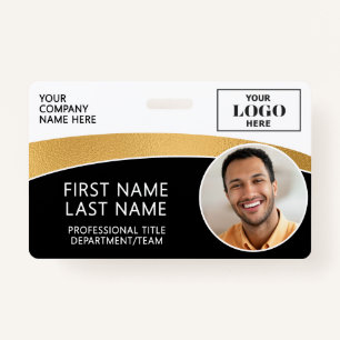Modern Logo Photo ID Barcode Employee Name ID Badge