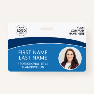 Modern Logo Photo ID Barcode Employee Name ID Badge