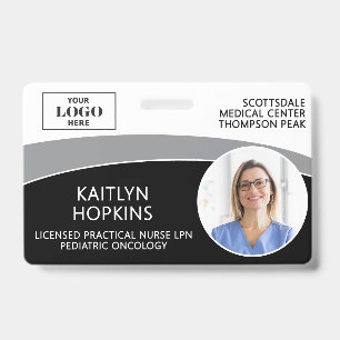 Modern Logo Photo ID Barcode Nurse Name Badge