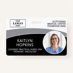 Modern Logo Photo ID Barcode Nurse Name ID Badge