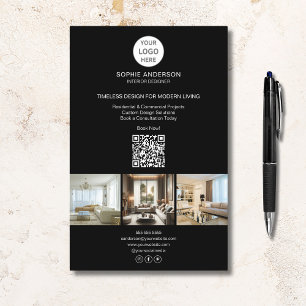 Modern Logo Photo QR Black Professional Business Flyer