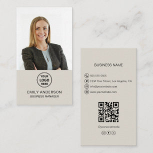 Modern Logo Photo QR Social Media Professional Business Card
