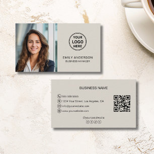 Modern Logo Photo QR Social Media Professional Business Card