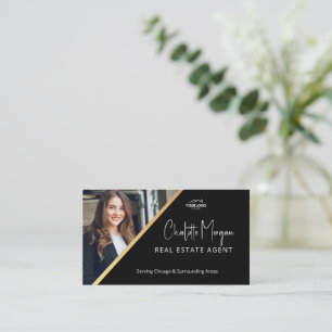 Modern Logo Photo Realtor Broker Real Estate Agent Business Card