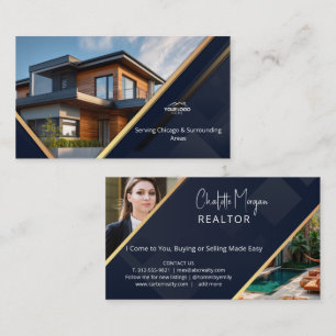 Modern Logo Photo Realtor Broker Real Estate Agent Business Card