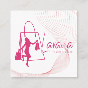 Modern Logo Pink Boutique Fashion Business Card