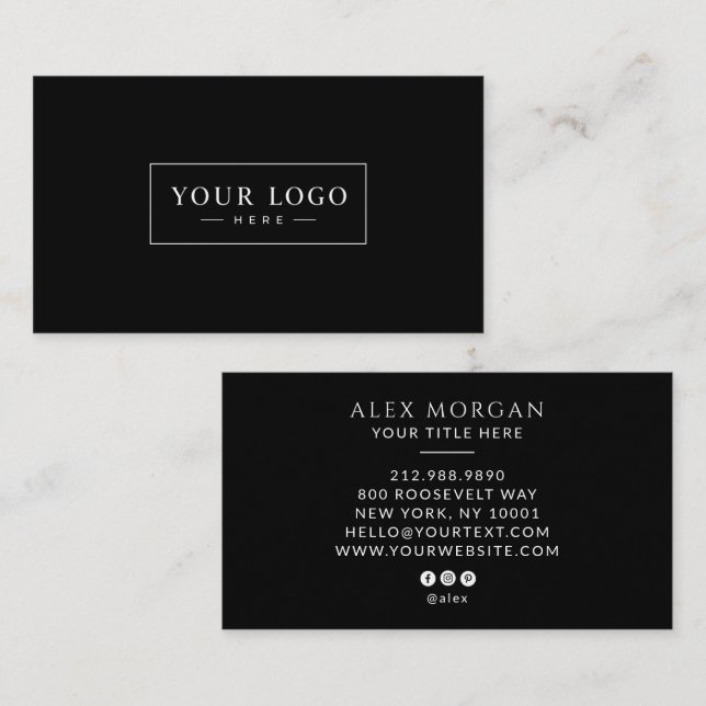 Modern Logo Professional Black Business Card (Front/Back)