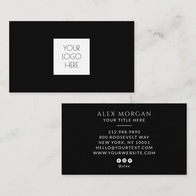 Modern Logo Professional Black Business Card (Front/Back)