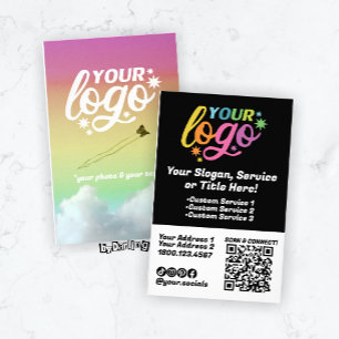 Modern Logo QR Code Black White Rainbow Photo Flyer