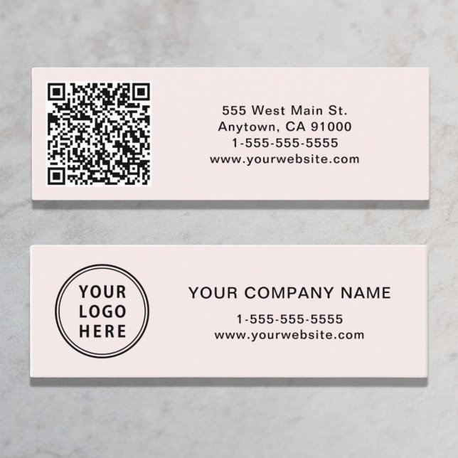 Modern Logo QR Code Pink Mini Business Card (Creator Uploaded)