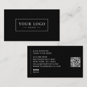Modern Logo QR Code Professional Black Business Card