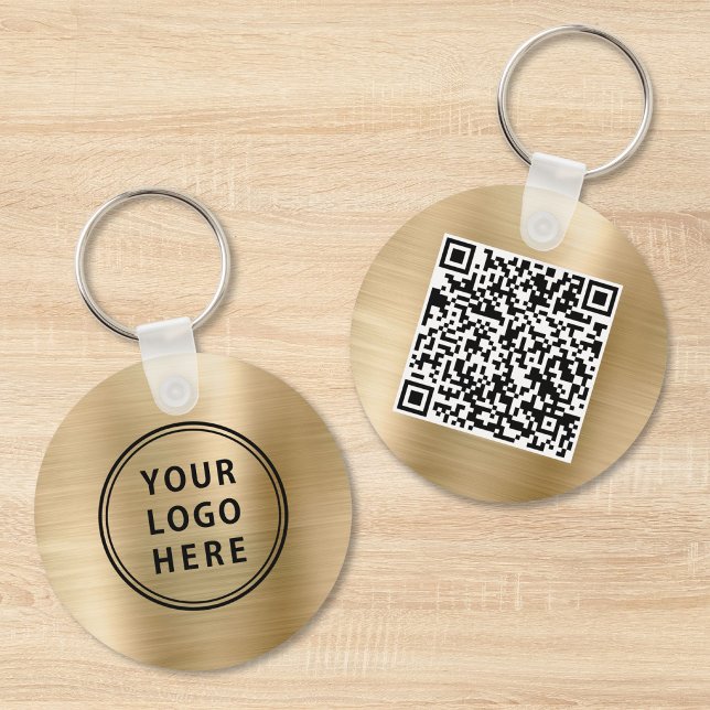 Modern Logo QR Code Promotional Gold Keychain (Modern Logo QR Code Promotional Gold Keychain)