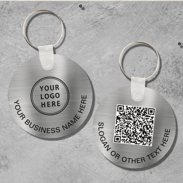 Modern Logo QR Code Promotional Silver Key Ring (Creator Uploaded)
