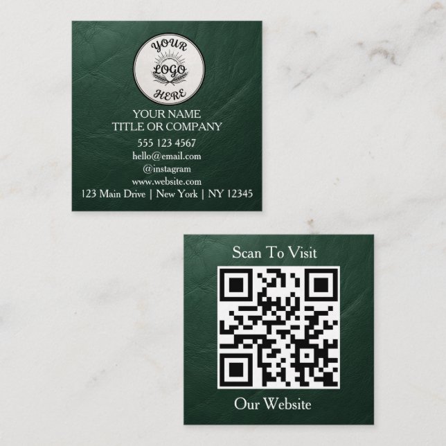 Modern Logo QR Code Scan Website Square  Business Card (Front/Back)
