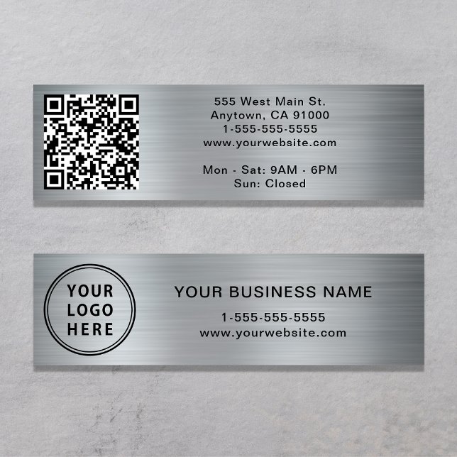 Modern Logo QR Code Silver Mini Business Card (Creator Uploaded)