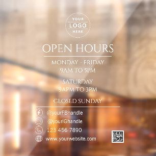 Modern Logo QR Code Store Opening Times White