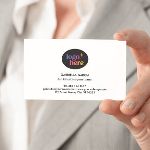 Modern Logo QR Code White Business Card