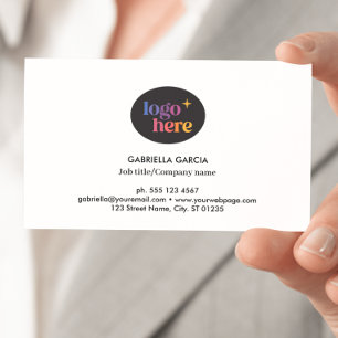 Modern Logo QR Code White Business Card