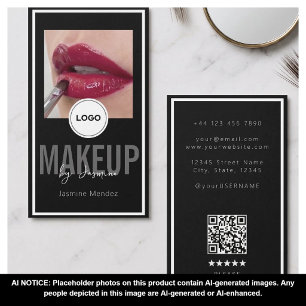 Modern Logo QR Review Black White Makeup Artist Bu Business Card