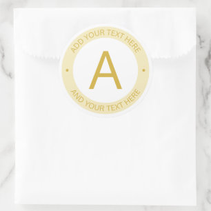 Modern Logo Style Monogram Gold & White Classic Round Sticker