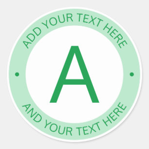 Modern Logo Style Monogram Green & White Classic Round Sticker