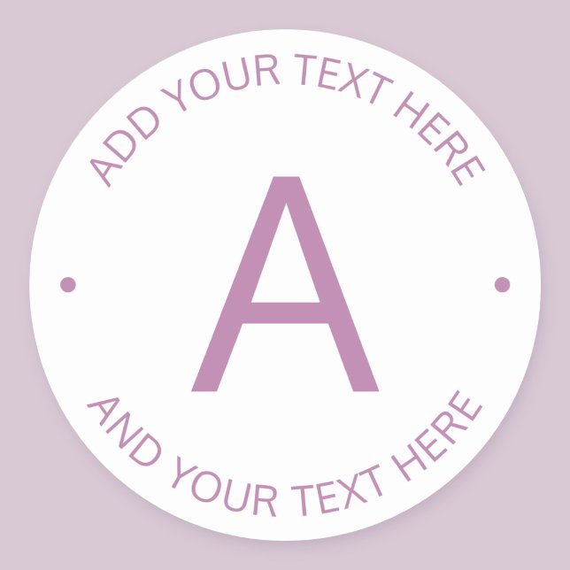 Modern Logo Style Monogram | Light Purple Classic Round Sticker (Creator Uploaded)