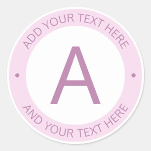 Modern Logo Style Monogram Light Purple Pink Classic Round Sticker