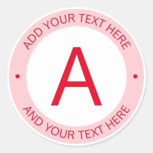 Modern Logo Style Monogram Red Classic Round Sticker