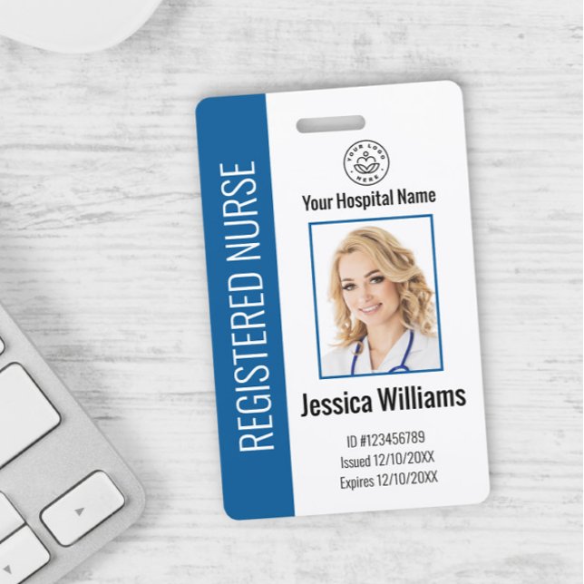 Modern Logo Template Employee Photo Name Nurse ID ID Badge (Creator Uploaded)
