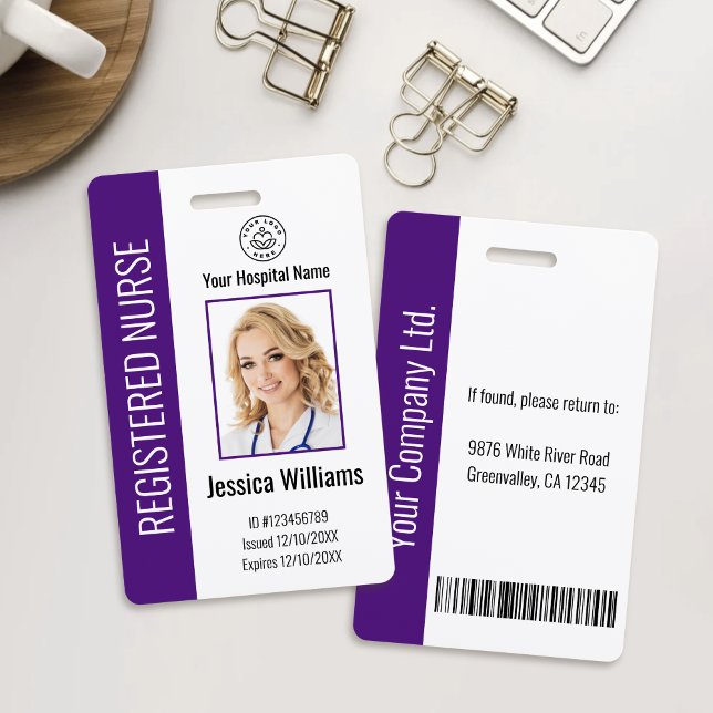 Modern Logo Template Employee Photo Name Nurse ID ID Badge (Creator Uploaded)