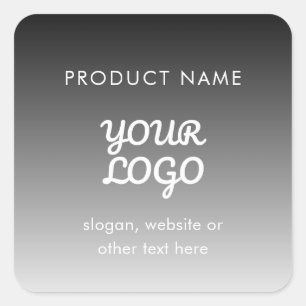 Modern Logo & Text Black & White Ombre Product Square Sticker