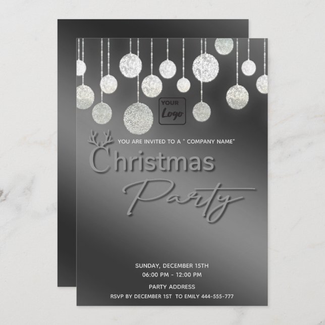 Modern logo typography corporate Christmas party Invitation (Front/Back)