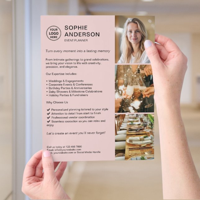 Modern Logo White Event Planner Pink Promotional  Flyer (Modern Logo White Event Planner Pink Promotional Flyer)