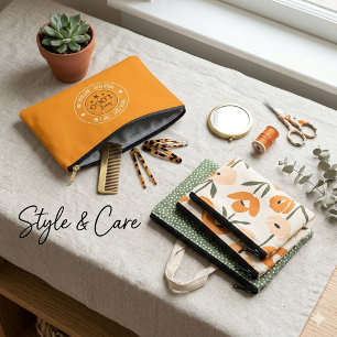 Modern Logo with Custom Text Orange Accessory Pouch