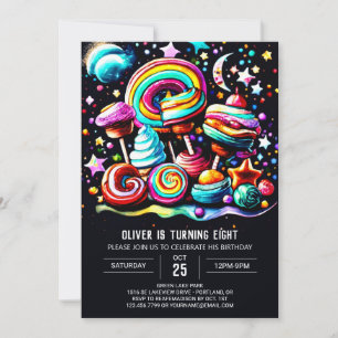 Modern Lollipop Wonderland Birthday Invitation