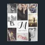 Modern Look Monogram and Photos Black and White Fleece Blanket<br><div class="desc">This stylish blanket is filled with eight of your favourite personal photos arranged in a modern grid,  with your monogram and name in the centre. The perfect personalised gift for so many people in your family!</div>