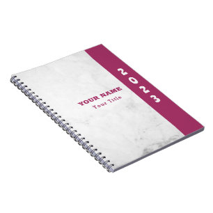 Modern look Name Customise White Marble Notebook