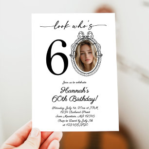 Modern Look Who's 60 Photo Adult Birthday Invitation