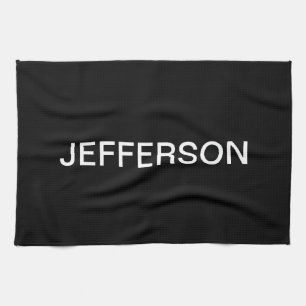 Modern Looking Bold Black White Text Tea Towel