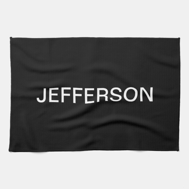 Modern Looking Bold Black White Text Tea Towel (Horizontal)