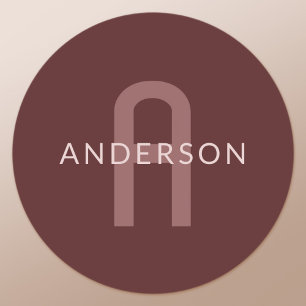 Modern Looking Monogrammed Name Maroon Red Classic Round Sticker